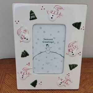 Coyne’s & Company 2000 Ceramic Snowman Photo Frame Vintage Antique